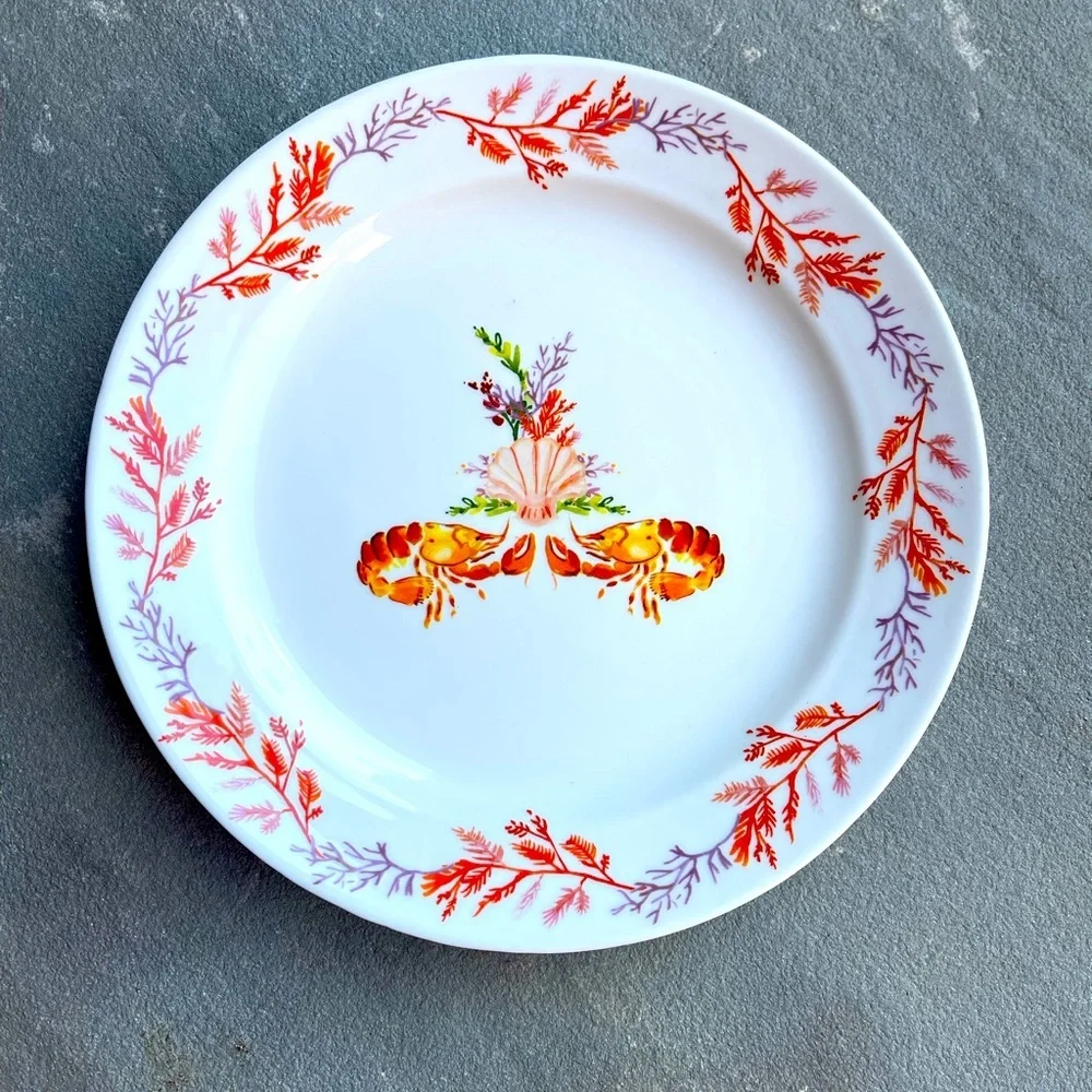 Anthropologie August Wren Shrimp 🦐 Dinner Plate